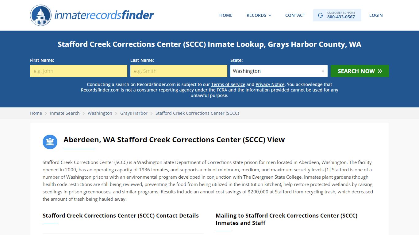 Stafford Creek Corrections Center (SCCC) Roster & Inmate Search, Grays ...